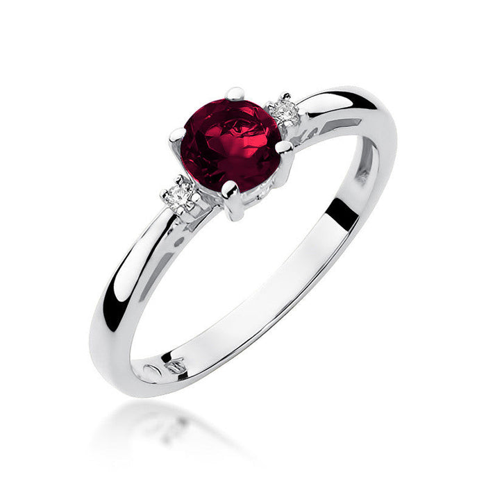 Inel Aur 14K cu Garnet 0.60 ct si Diamante Naturale 0.03 ct