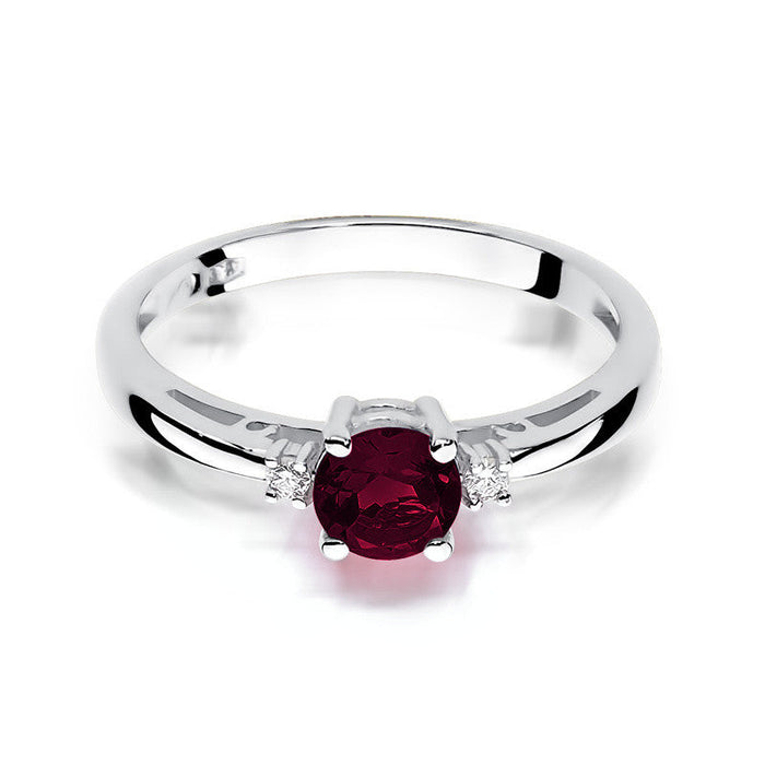 Inel Aur 14K cu Garnet 0.60 ct si Diamante Naturale 0.03 ct
