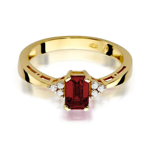 Inel Aur 14k cu Garnet 0.70 ct si Diamante Naturale 0.03 ct