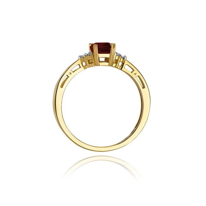 Inel Aur 14k cu Garnet 0.70 ct si Diamante Naturale 0.03 ct