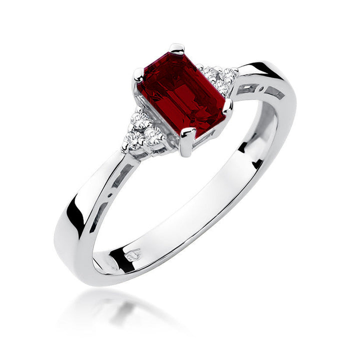 Inel Aur 14k cu Garnet 0.70 ct si Diamante Naturale 0.03 ct