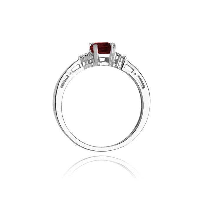 Inel Aur 14k cu Garnet 0.70 ct si Diamante Naturale 0.03 ct