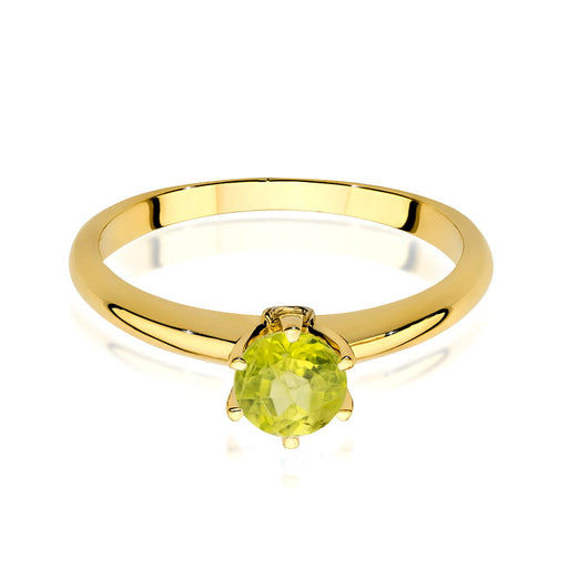 Inel Aur 14K cu Peridot 0.50 ct si Diamante Naturale 0.04 ct