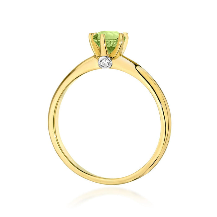 Inel Aur 14K cu Peridot 0.50 ct si Diamante Naturale 0.04 ct