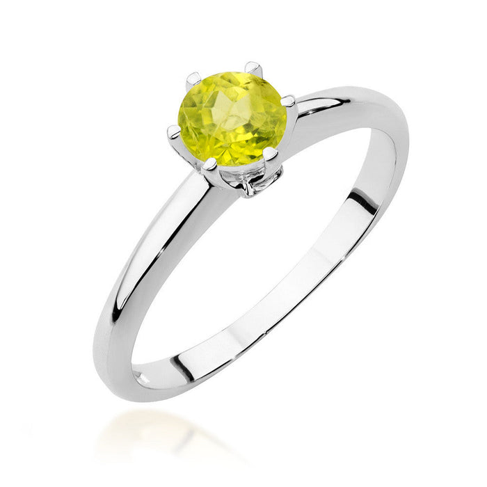 Inel Aur 14K cu Peridot 0.50 ct si Diamante Naturale 0.04 ct