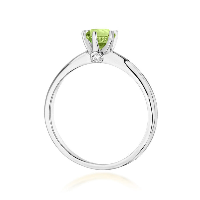 Inel Aur 14K cu Peridot 0.50 ct si Diamante Naturale 0.04 ct