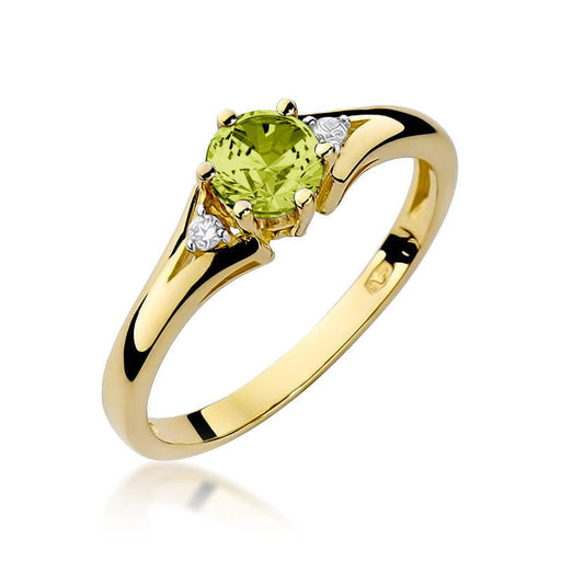 Inel Aur 14K cu Peridot 0.60 ct si Diamante Naturale Naturale 0.03 ct