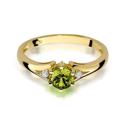 Inel Aur 14K cu Peridot 0.60 ct si Diamante Naturale Naturale 0.03 ct