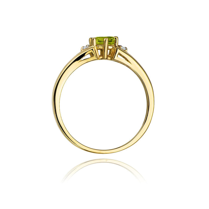 Inel Aur 14K cu Peridot 0.60 ct si Diamante Naturale Naturale 0.03 ct