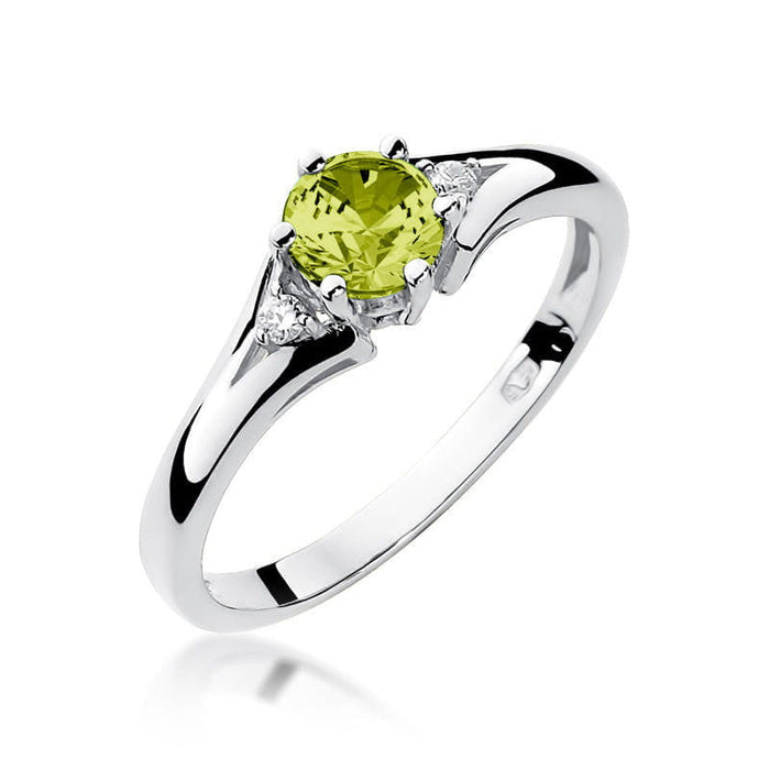 Inel Aur 14K cu Peridot 0.60 ct si Diamante Naturale Naturale 0.03 ct