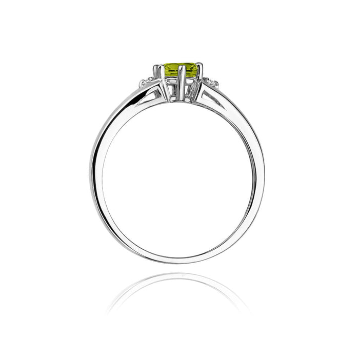 Inel Aur 14K cu Peridot 0.60 ct si Diamante Naturale Naturale 0.03 ct