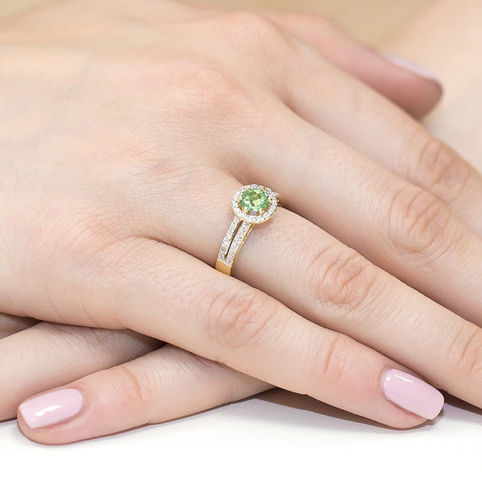 Inel Aur 14k cu Peridot 0.60 ct si Diamante Naturale 0.20 ct