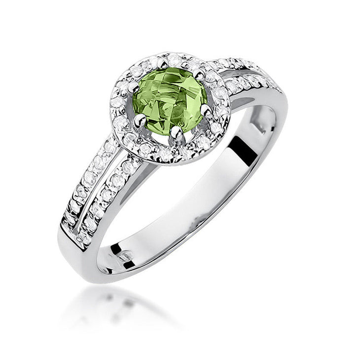 Inel Aur 14k cu Peridot 0.60 ct si Diamante Naturale 0.20 ct