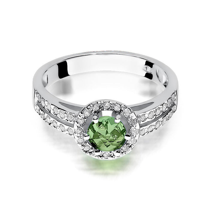 Inel Aur 14k cu Peridot 0.60 ct si Diamante Naturale 0.20 ct