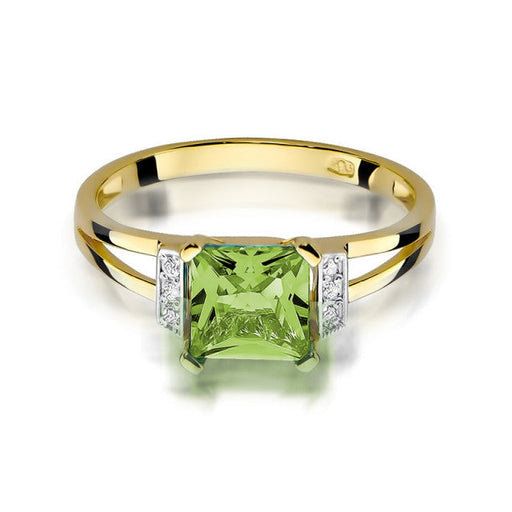 Inel Aur 14k cu Peridot 1.10 ct si Diamante Naturale 0.03 ct