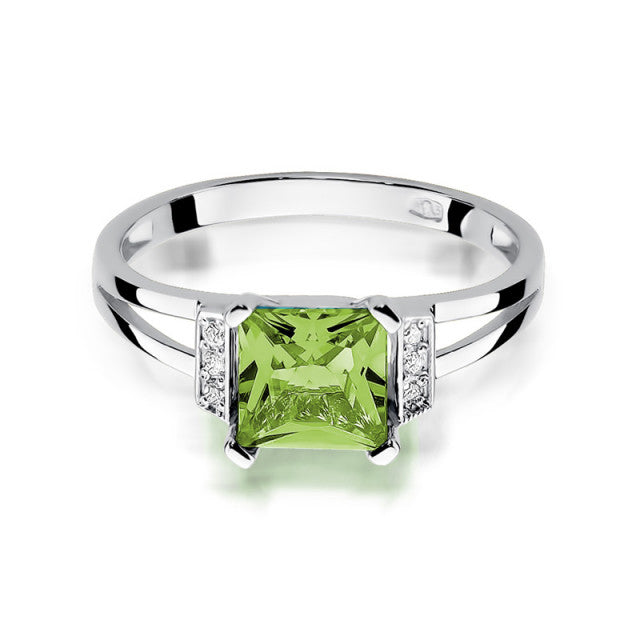 Inel Aur 14k cu Peridot 1.10 ct si Diamante Naturale 0.03 ct
