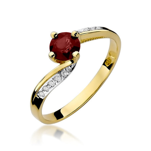 Inel Aur 14K cu Rubin 0.60 ct si Diamante Naturale 0.05 ct