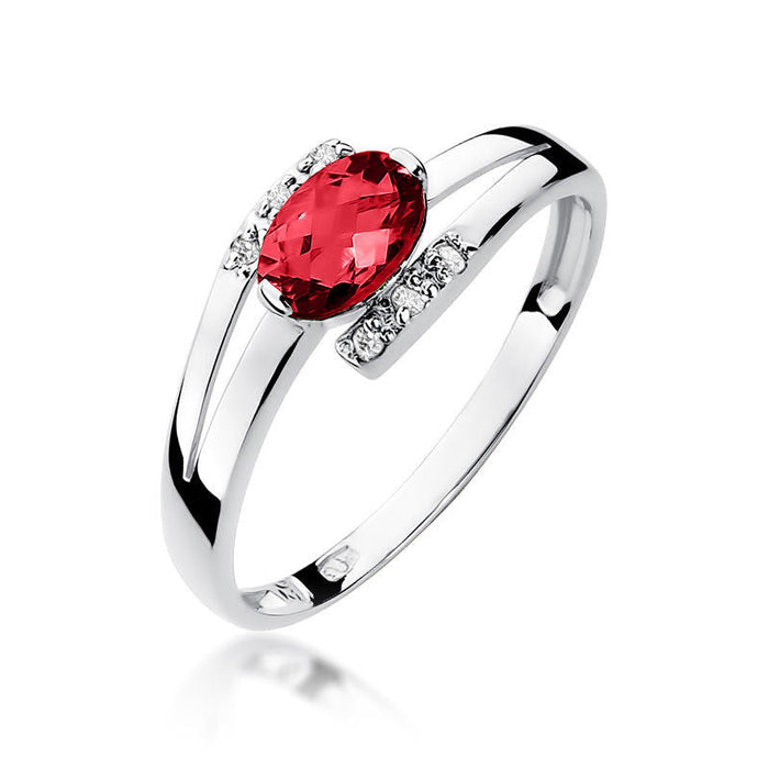 Inel Aur 14K cu Rubin 0.60 ct si Diamante Naturale 0.05 ct