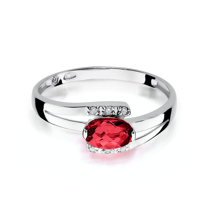 Inel Aur 14K cu Rubin 0.60 ct si Diamante Naturale 0.05 ct