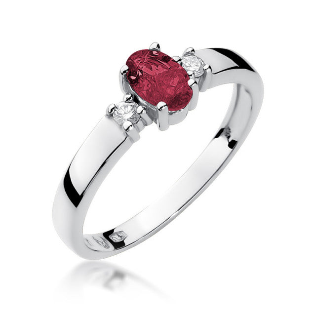 Inel Aur 14K cu Rubin 0.60 ct si Diamante Naturale 0.08 ct