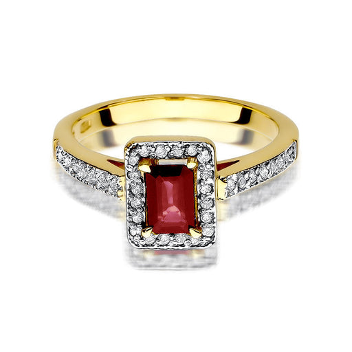 Inel Aur 14k cu Rubin 0.80 ct si Diamante Naturale 0.22 ct