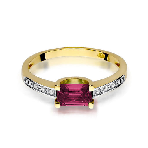 Inel Aur 14K cu Rubin 0.80 ct si Diamante Naturale 0.03 ct