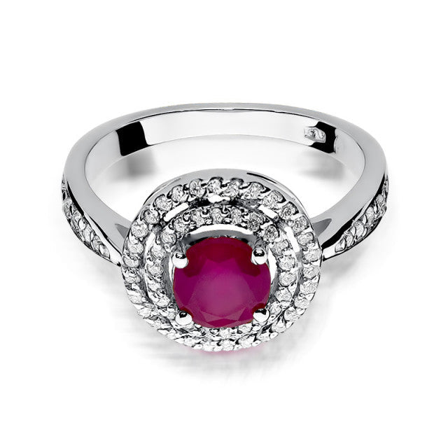 Inel Aur 14k cu Rubin 1.20 ct si Diamante Naturale 0.38 ct