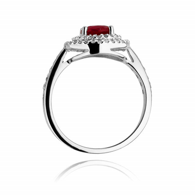 Inel Aur 14k cu Rubin 1.20 ct si Diamante Naturale 0.38 ct