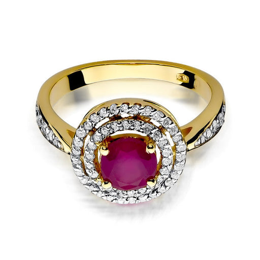 Inel Aur 14k cu Rubin 1.20 ct si Diamante Naturale 0.38 ct