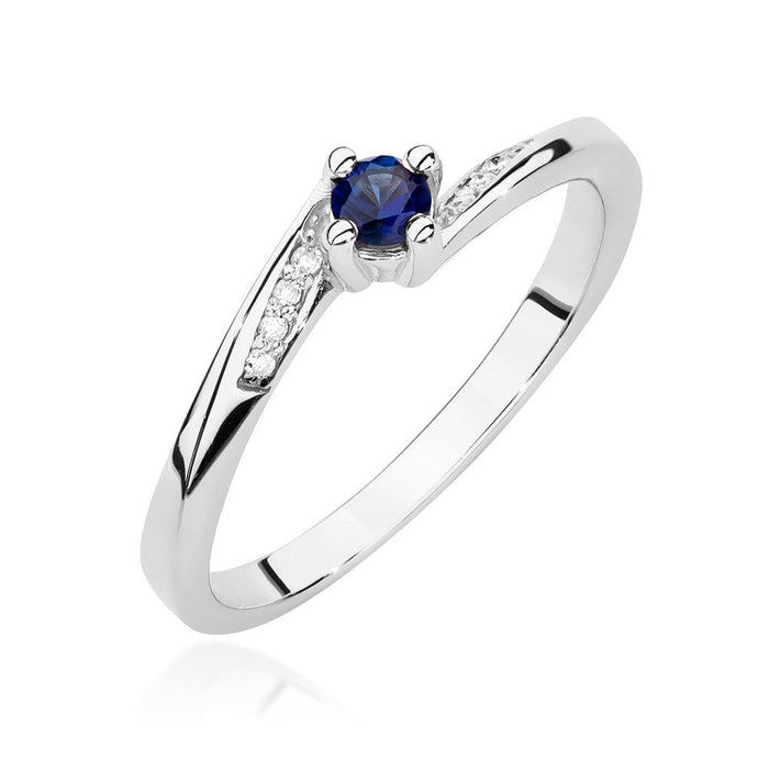 Inel Aur 14K cu Safir 0.15 ct si Diamante Naturale 0.04 ct