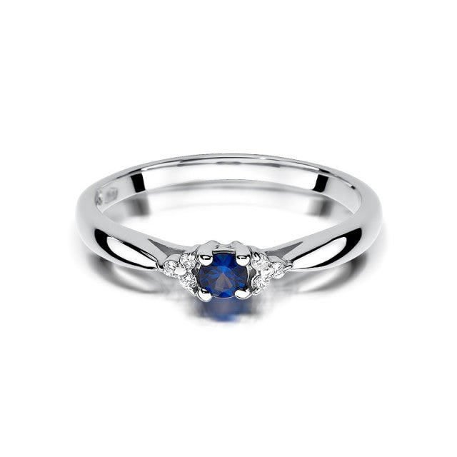 Inel Aur 14K cu Safir 0.15 ct si Diamante Naturale 0.03 ct