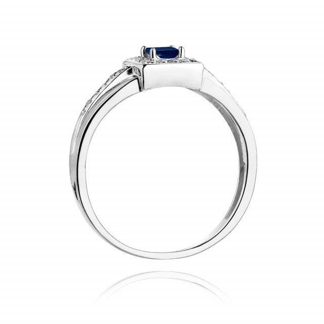 Inel Aur 14K cu Safir 0.20 ct si Diamante Naturale 0.14 ct