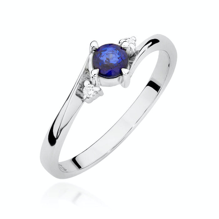 Inel Aur 14k cu Safir 0.30 ct si Diamante Naturale 0.03 ct