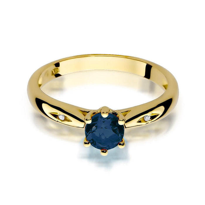 Inel Aur 14k cu Safir 0.50 ct si Diamante Naturale 0.01 ct