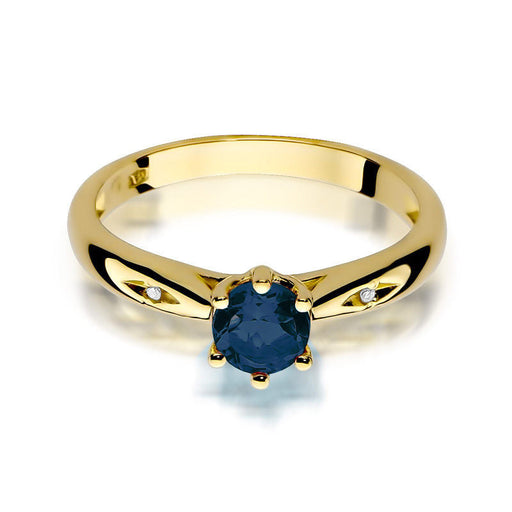 Inel Aur 14k cu Safir 0.50 ct si Diamante Naturale 0.01 ct