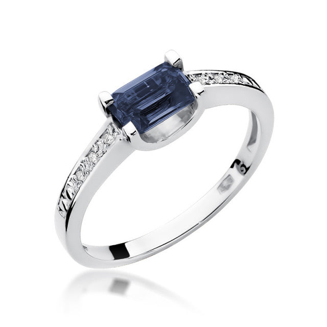 Inel Aur 14K cu Safir 0.60 ct si Diamante Naturale 0.03 ct