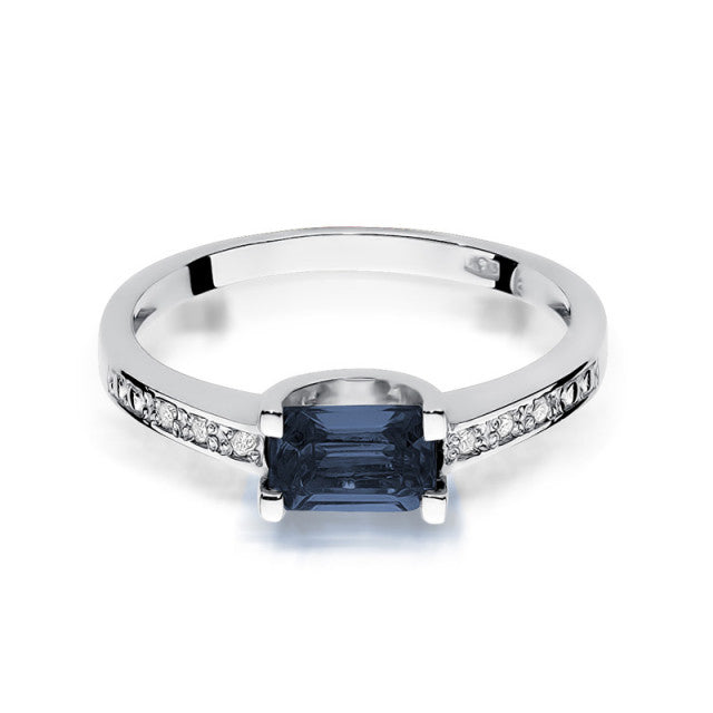 Inel Aur 14K cu Safir 0.60 ct si Diamante Naturale 0.03 ct
