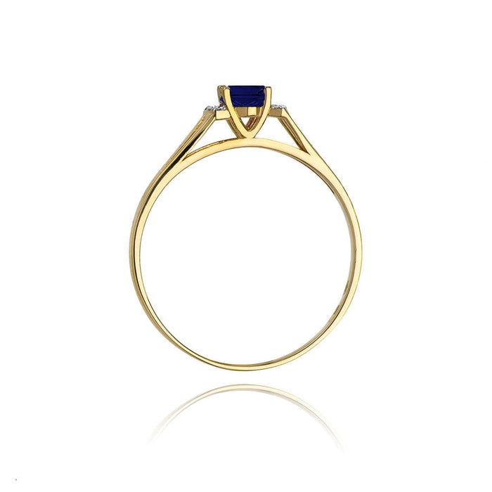 Inel Aur 14K cu Safir 0.70 ct si Diamante Naturale 0.05 ct