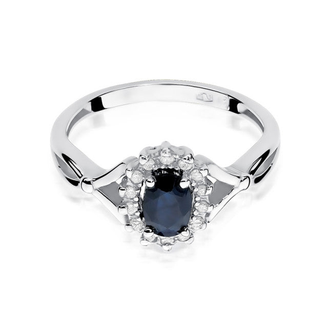 Inel Aur 14K cu Safir 0.70 ct si Diamante Naturale 0.12 ct