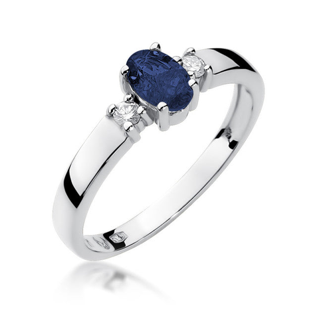 Inel Aur 14K cu Safir 0.70 ct si Diamante Naturale 0.08 ct