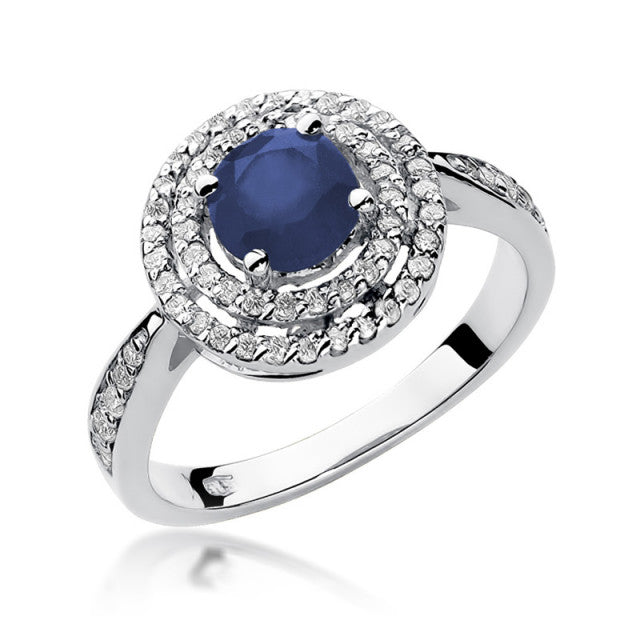 Inel Aur 14k cu Safir 1.00 ct si Diamante Naturale 0.38 ct