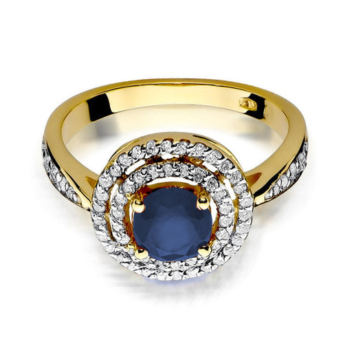 Inel Aur 14K cu Safir 1.00 ct si Diamante Naturale 0.37 ct