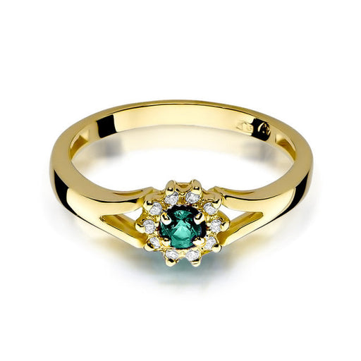 Inel Aur 14K cu Smarald 0.10 ct si Diamante Naturale 0.09 ct