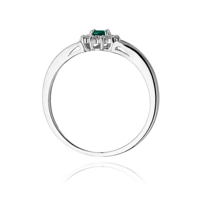 Inel Aur 14K cu Smarald 0.10 ct si Diamante Naturale 0.09 ct