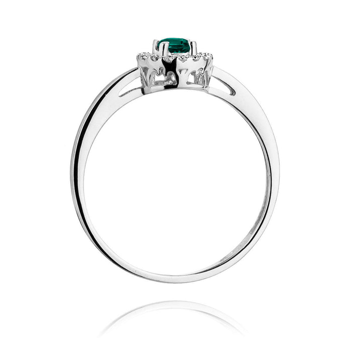 Inel Aur 14K cu Smarald 0.15 ct si Diamante Naturale 0.08 ct