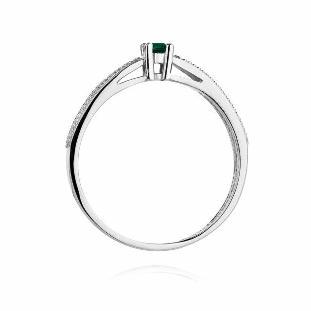 Inel Aur 14K cu Smarald 0.15 ct si Diamante Naturale 0.09 ct