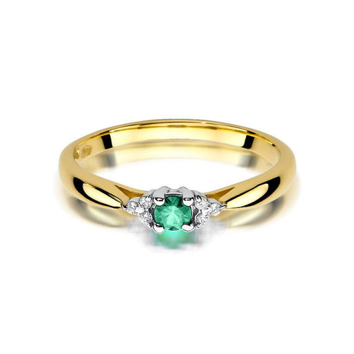 Inel Aur 14K cu Smarald 0.15 ct si Diamante Naturale 0.03 ct