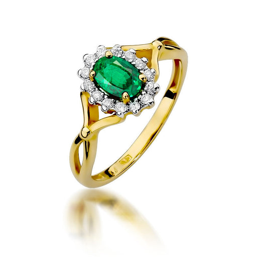 Inel Aur 14K cu Smarald 0.40 ct si Diamante Naturale 0.28 ct