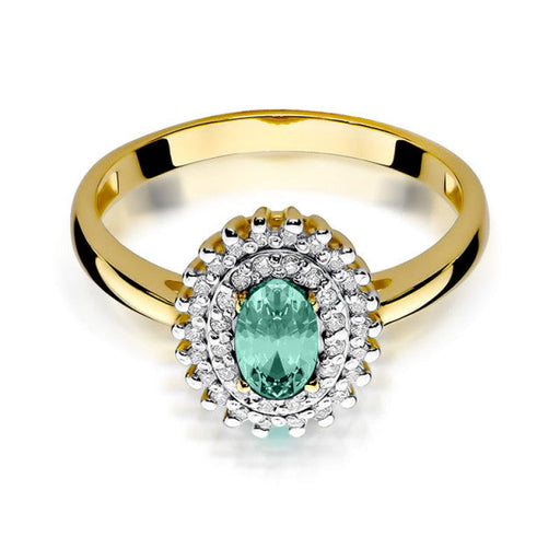 Inel Aur 14K cu Smarald 0.40 ct si Diamante Naturale 0.20 ct