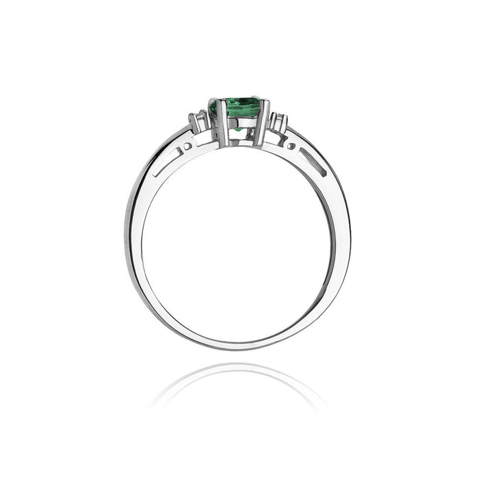 Inel Aur 14K cu Smarald 0.50 ct si Diamante Naturale 0.03 ct